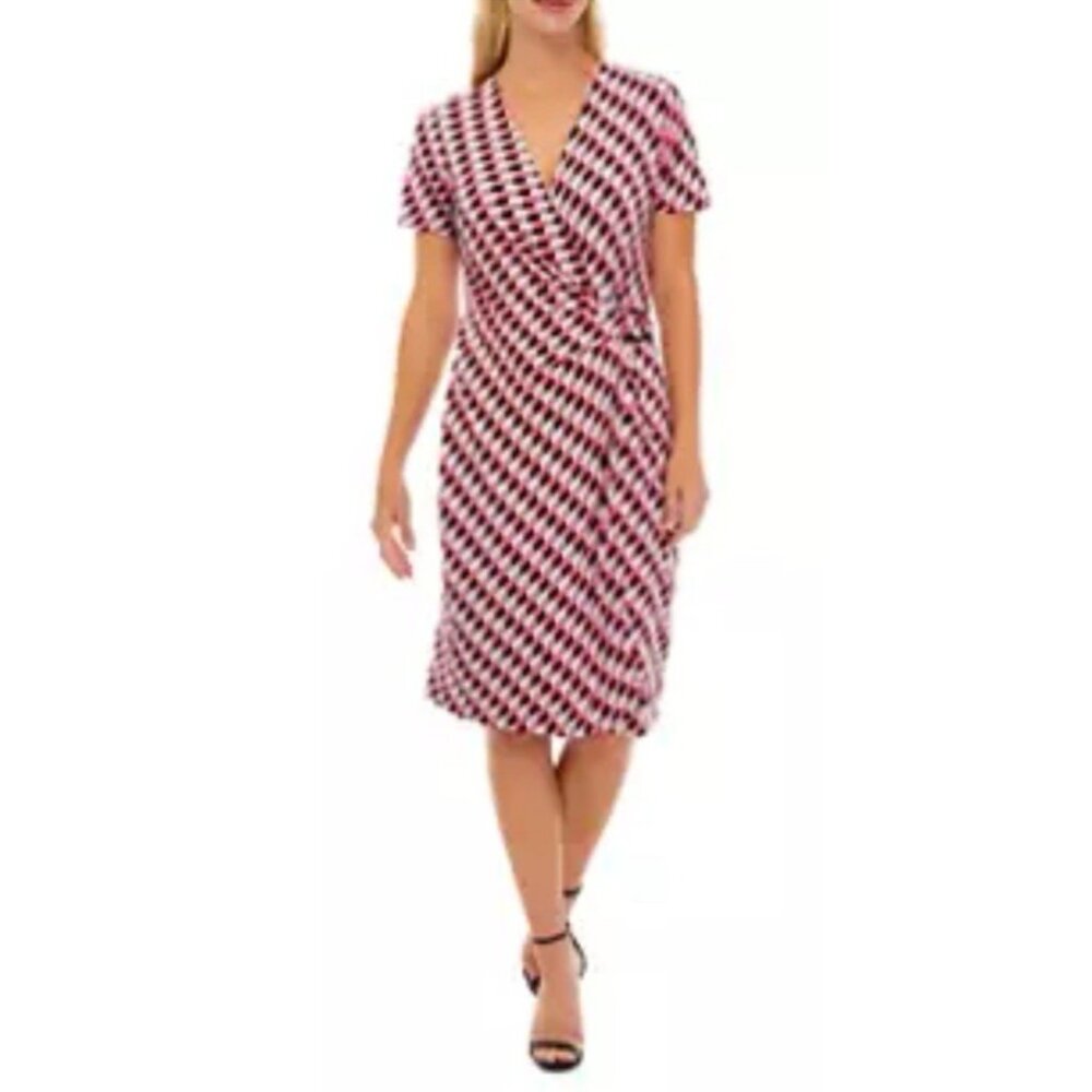 Anne Klein Dress XL Faux Wrap Short Sleeve Stretch Career Church Washable